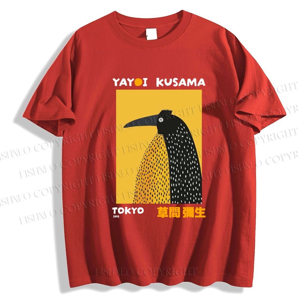 Unisex Classic Cotton Half-Split Dot Bird Printed T-shirt