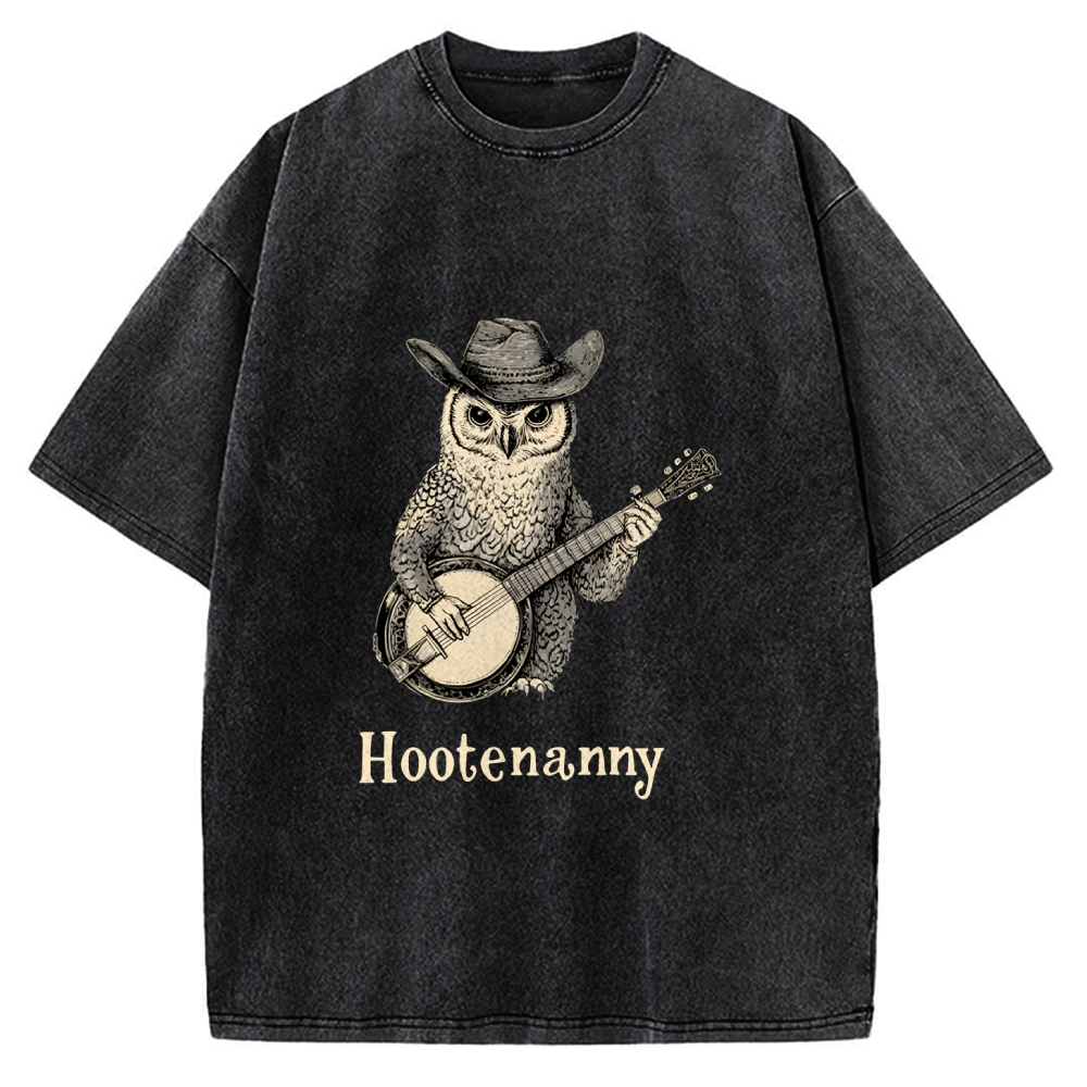 Unisex Hootenanny Vintage Printed Washed Tee