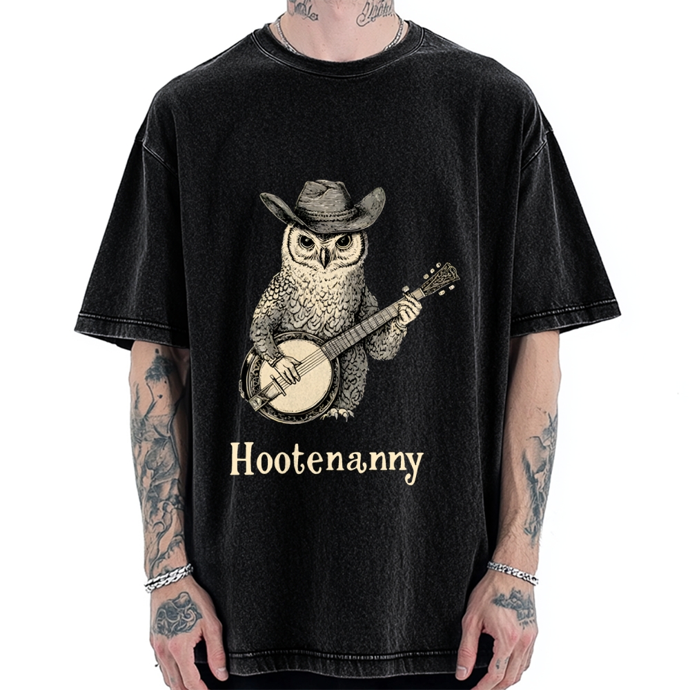 Unisex Hootenanny Vintage Printed Washed Tee