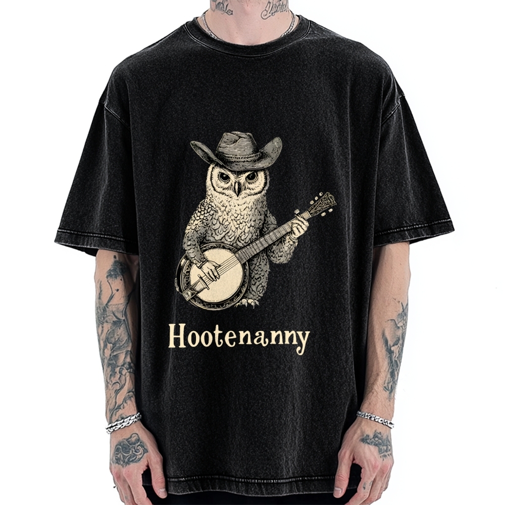 Unisex Hootenanny Vintage Printed Washed Tee