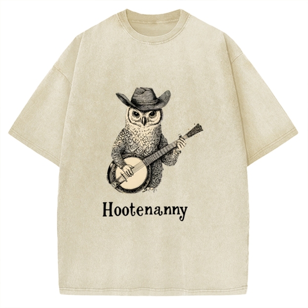 Unisex Hootenanny Vintage Printed Washed Tee