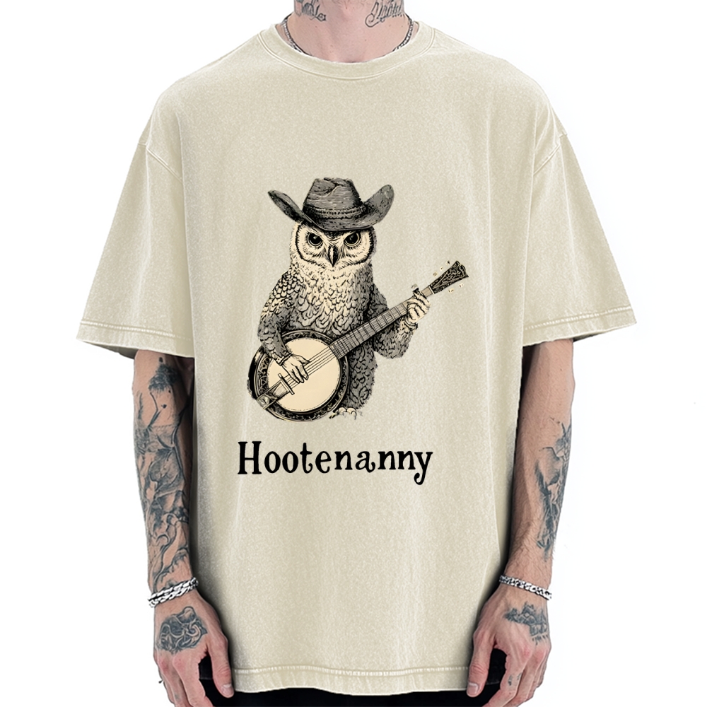 Unisex Hootenanny Vintage Printed Washed Tee