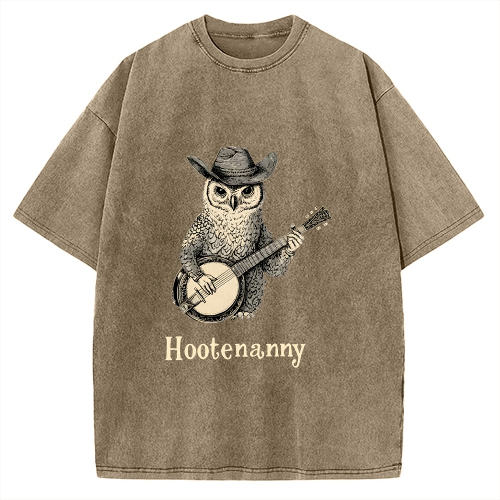 Unisex Hootenanny Vintage Printed Washed Tee