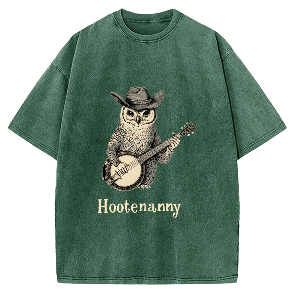 Unisex Hootenanny Vintage Printed Washed Tee
