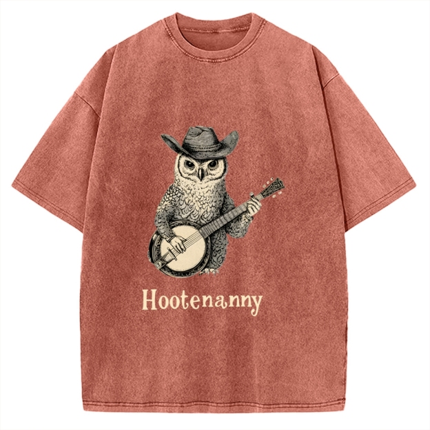 Unisex Hootenanny Vintage Printed Washed Tee