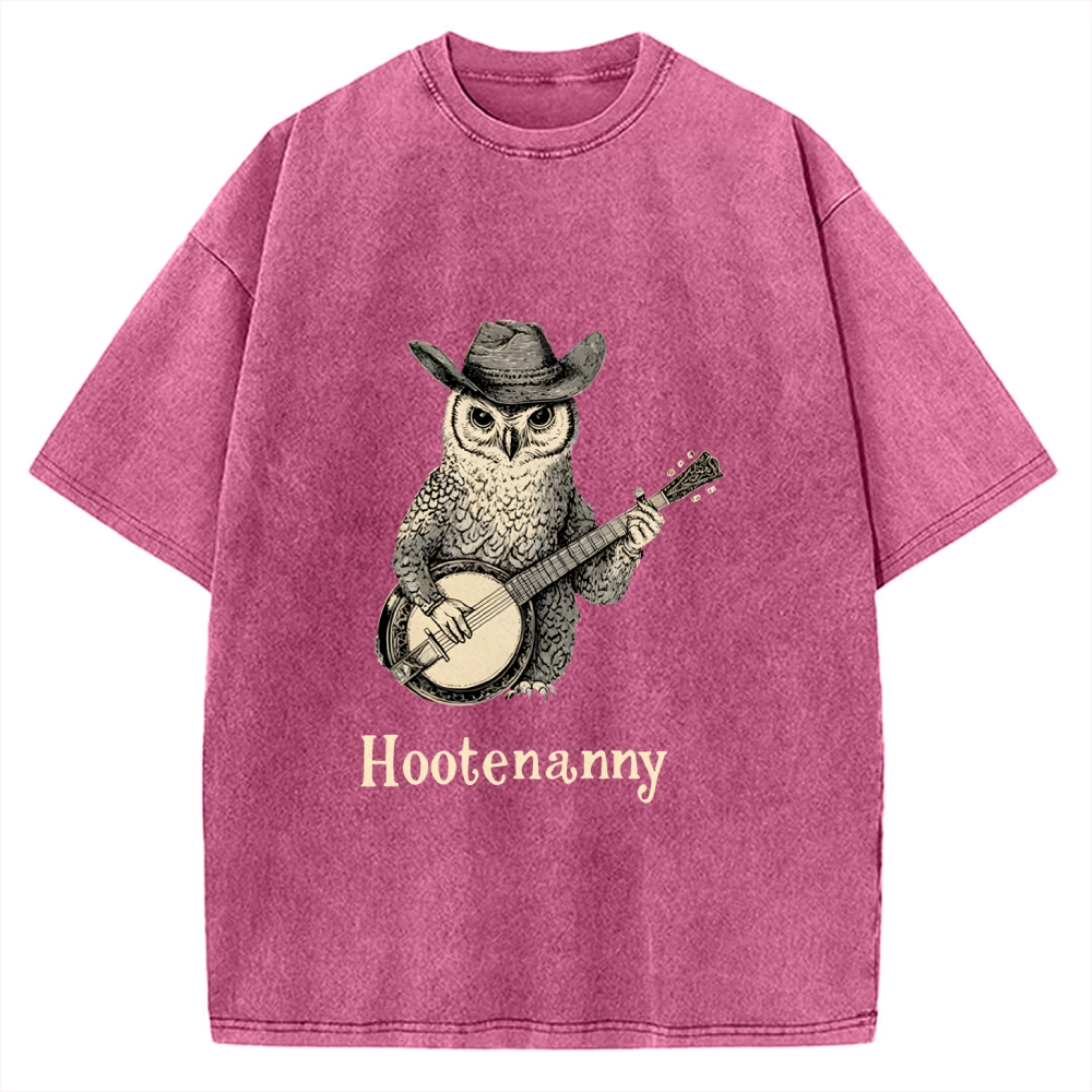 Unisex Hootenanny Vintage Printed Washed Tee