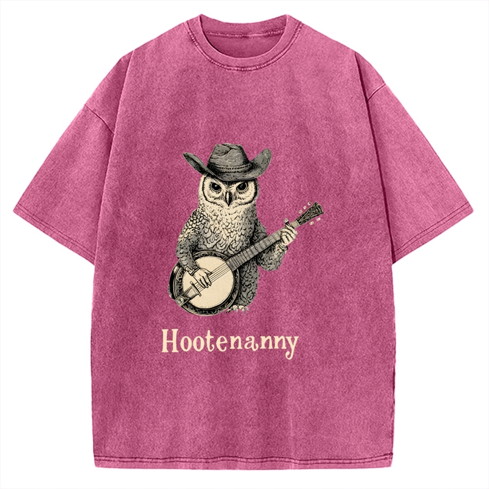 Unisex Hootenanny Vintage Printed Washed Tee