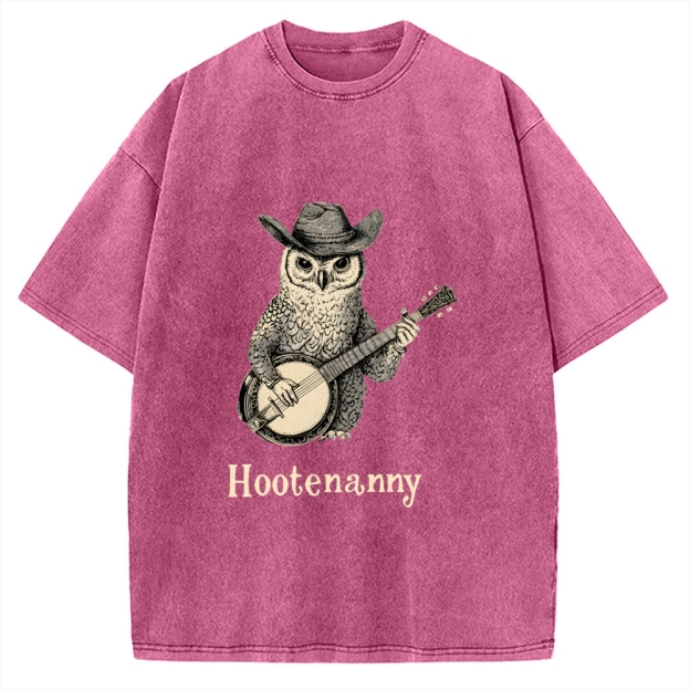 Unisex Hootenanny Vintage Printed Washed Tee