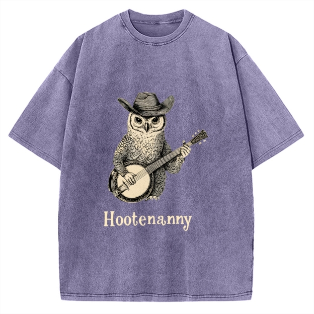 Unisex Hootenanny Vintage Printed Washed Tee