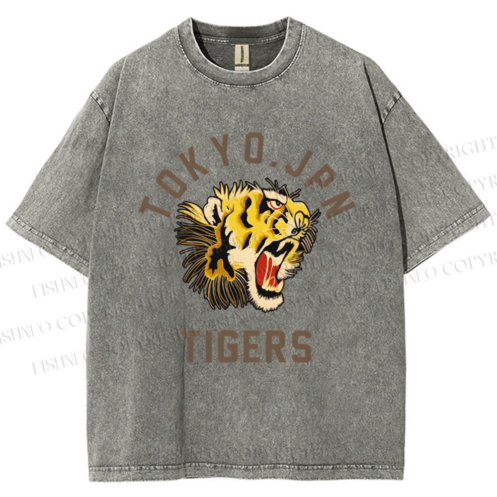 Unisex Tokyo Tiger Printed Washed Tee