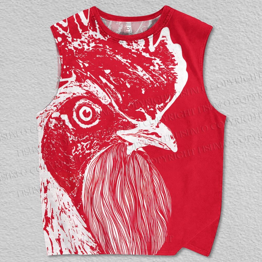 Unisex Rooster Printed Tank Top