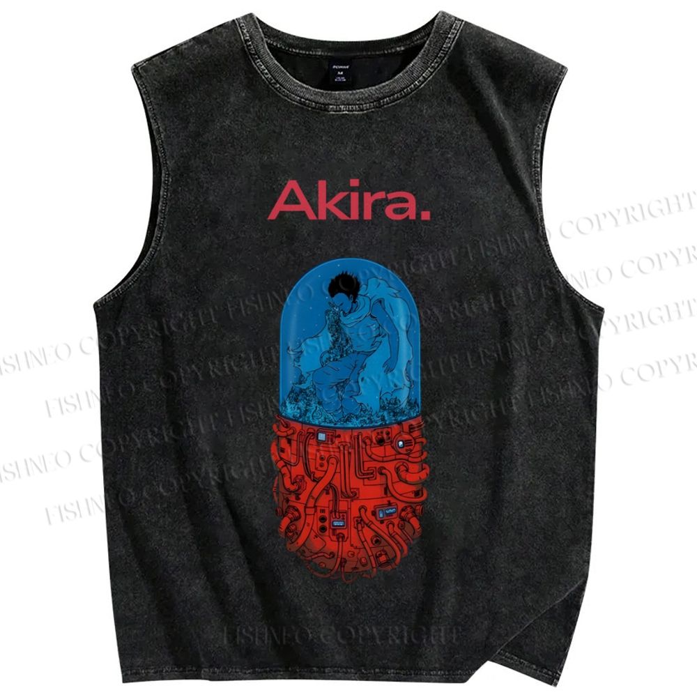 Unisex Japanese Anime Akira Printed Washed Tank Top