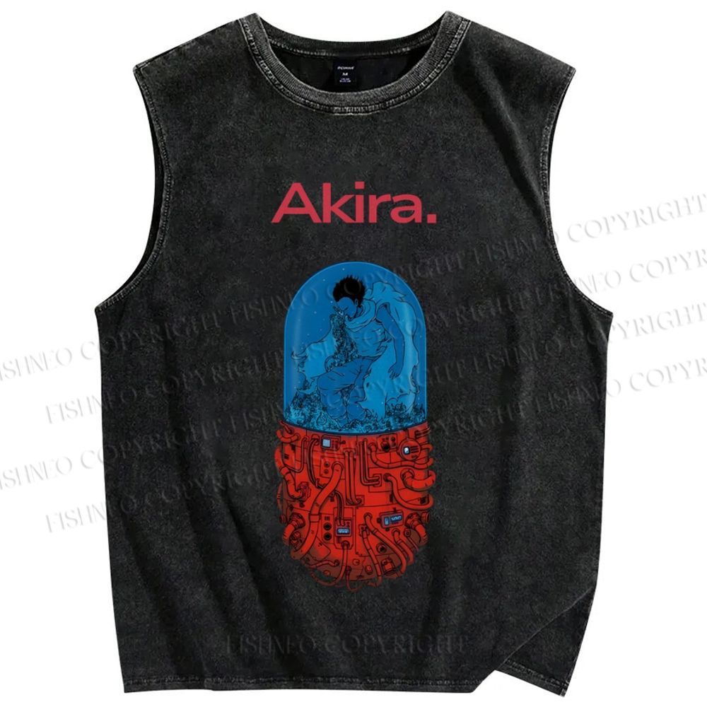 Unisex Japanese Anime Akira Printed Washed Tank Top