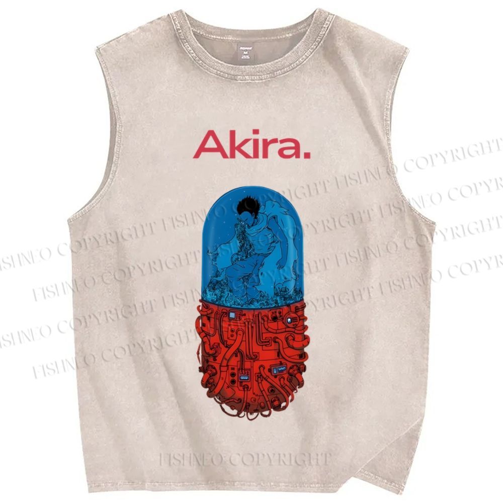 Unisex Japanese Anime Akira Printed Washed Tank Top