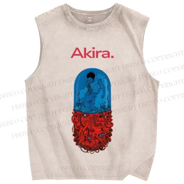 Unisex Japanese Anime Akira Printed Washed Tank Top