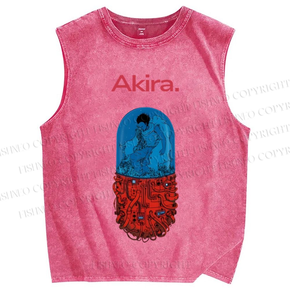 Unisex Japanese Anime Akira Printed Washed Tank Top