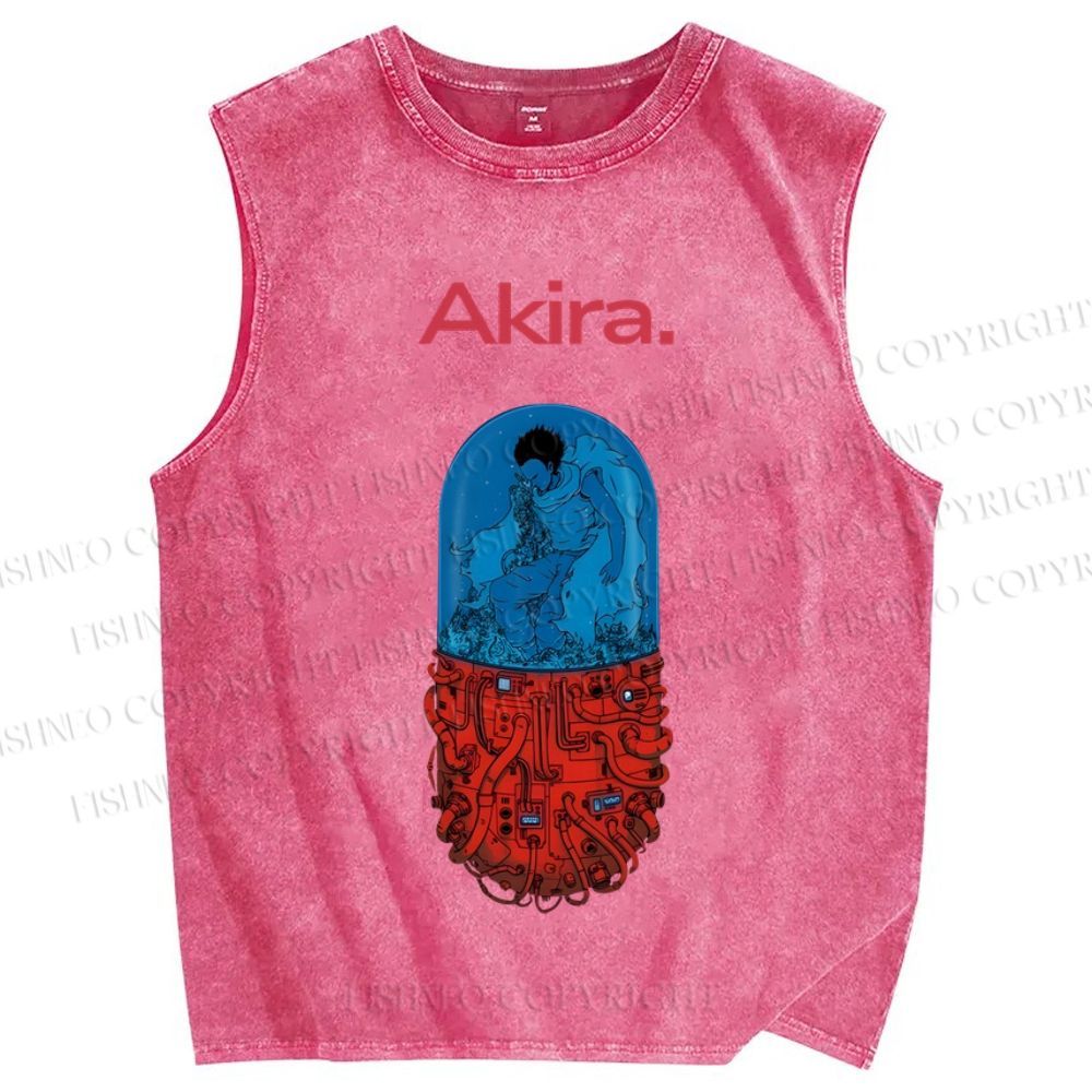 Unisex Japanese Anime Akira Printed Washed Tank Top