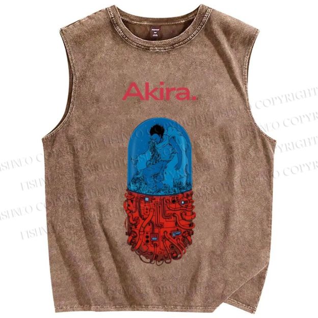 Unisex Japanese Anime Akira Printed Washed Tank Top
