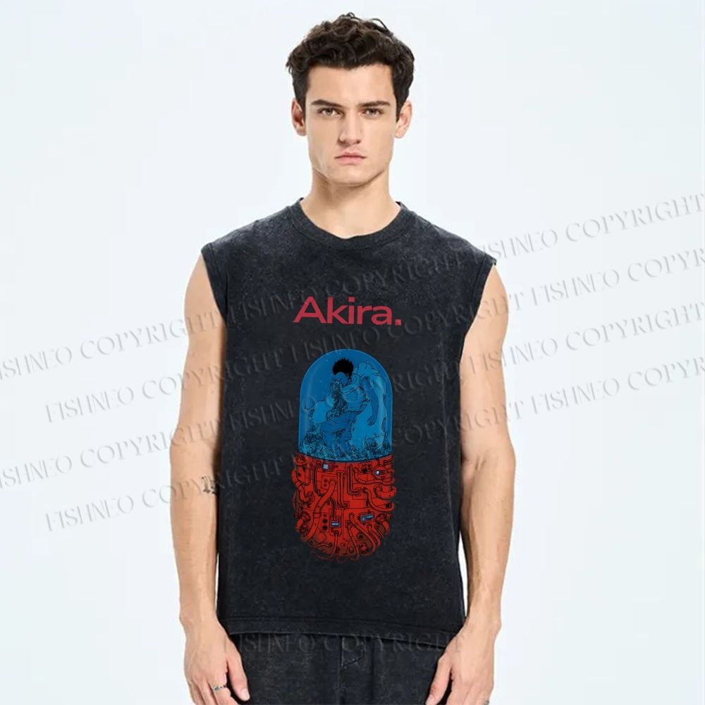 Unisex Japanese Anime Akira Printed Washed Tank Top