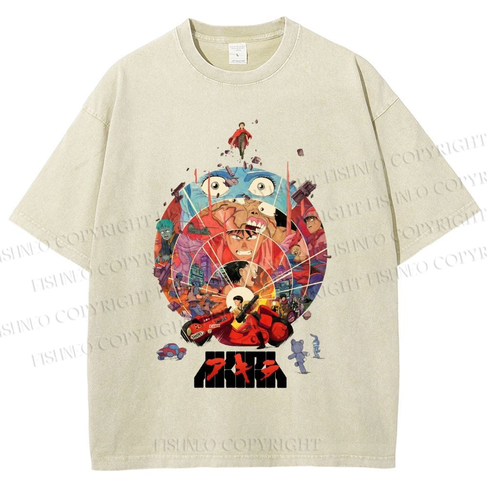 Unisex Japanese Anime Akira Poster Printed Washed Tee