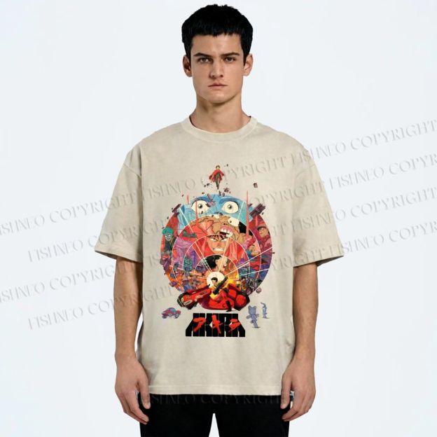 Unisex Japanese Anime Akira Poster Printed Washed Tee