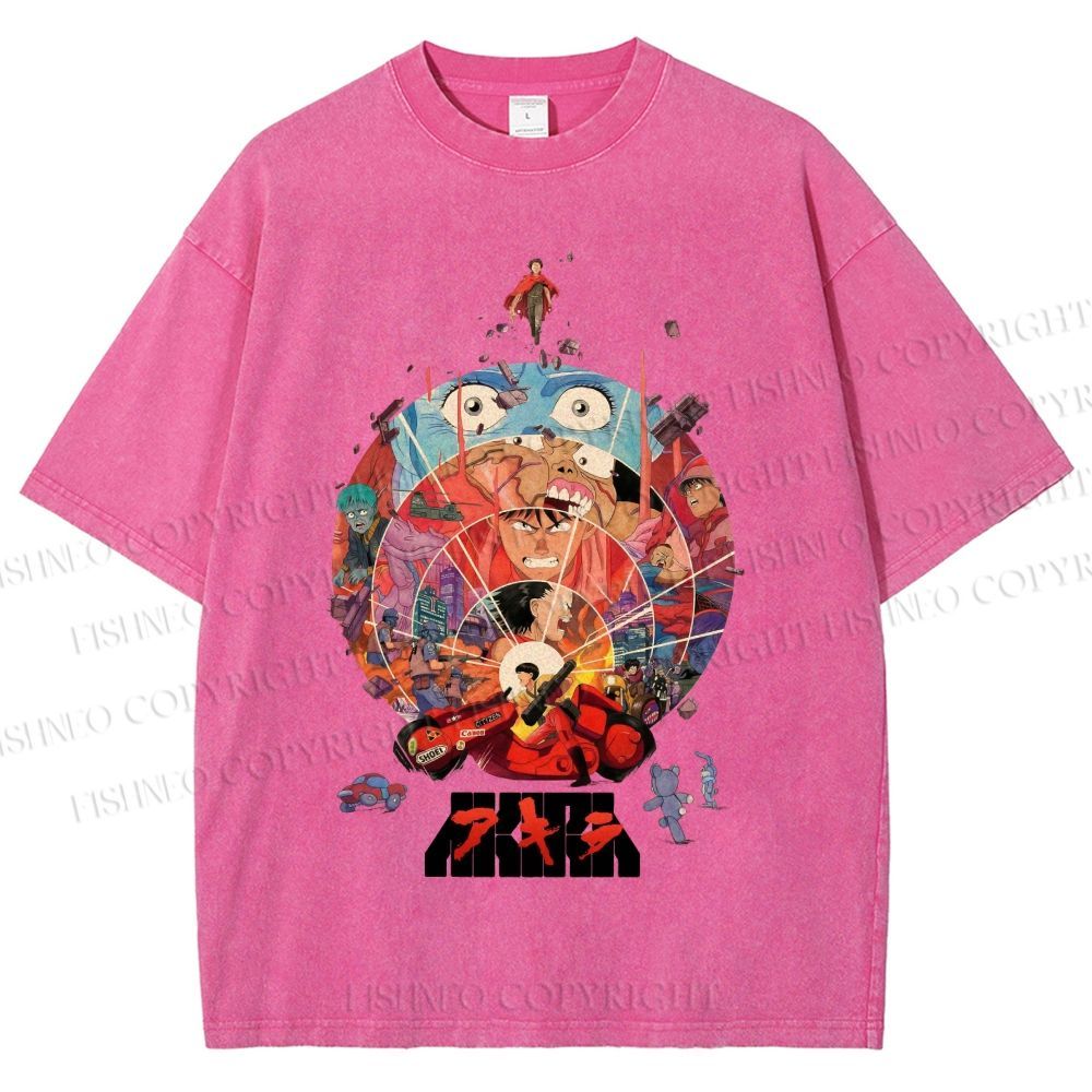 Unisex Japanese Anime Akira Poster Printed Washed Tee