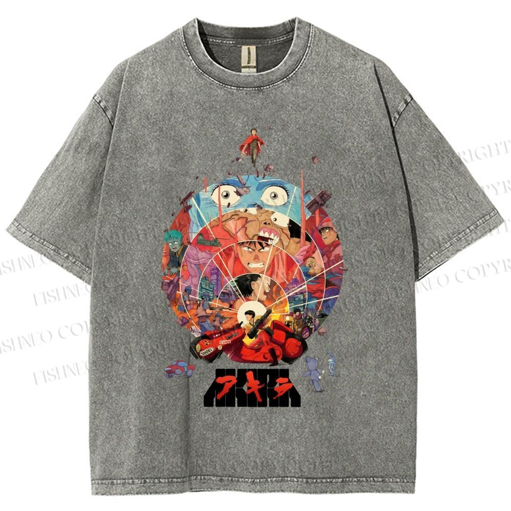 Unisex Japanese Anime Akira Poster Printed Washed Tee