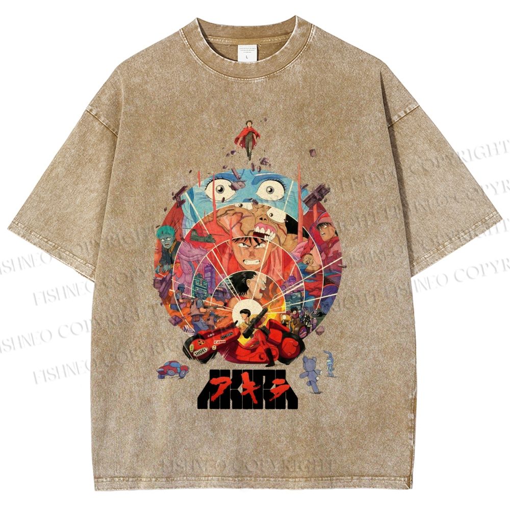 Unisex Japanese Anime Akira Poster Printed Washed Tee