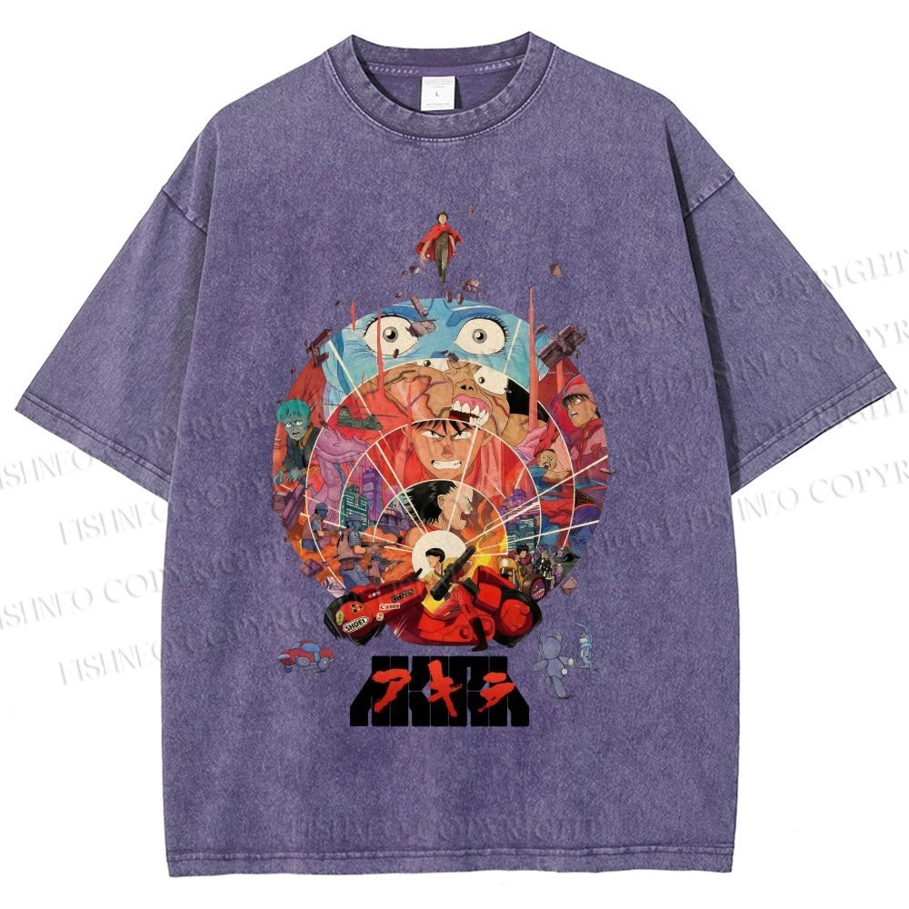 Unisex Japanese Anime Akira Poster Printed Washed Tee