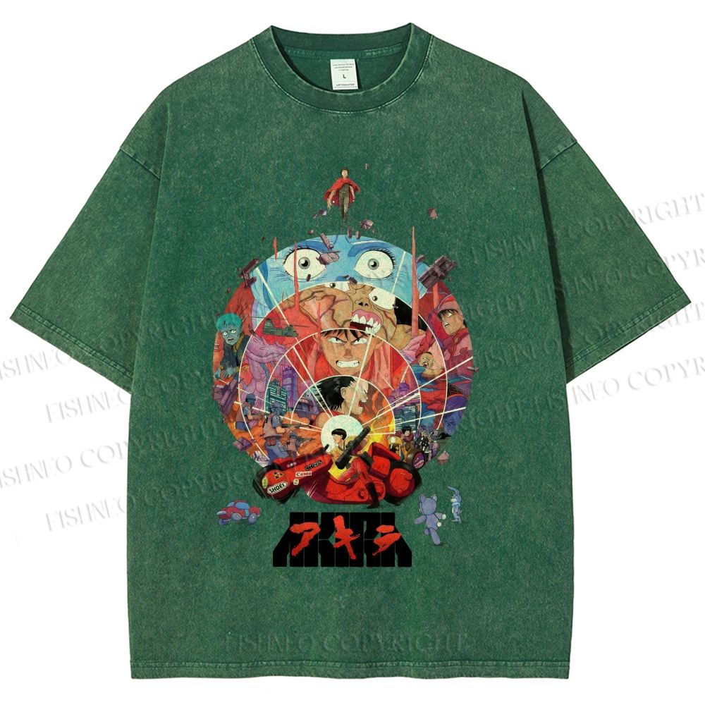 Unisex Japanese Anime Akira Poster Printed Washed Tee