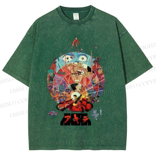 Unisex Japanese Anime Akira Poster Printed Washed Tee