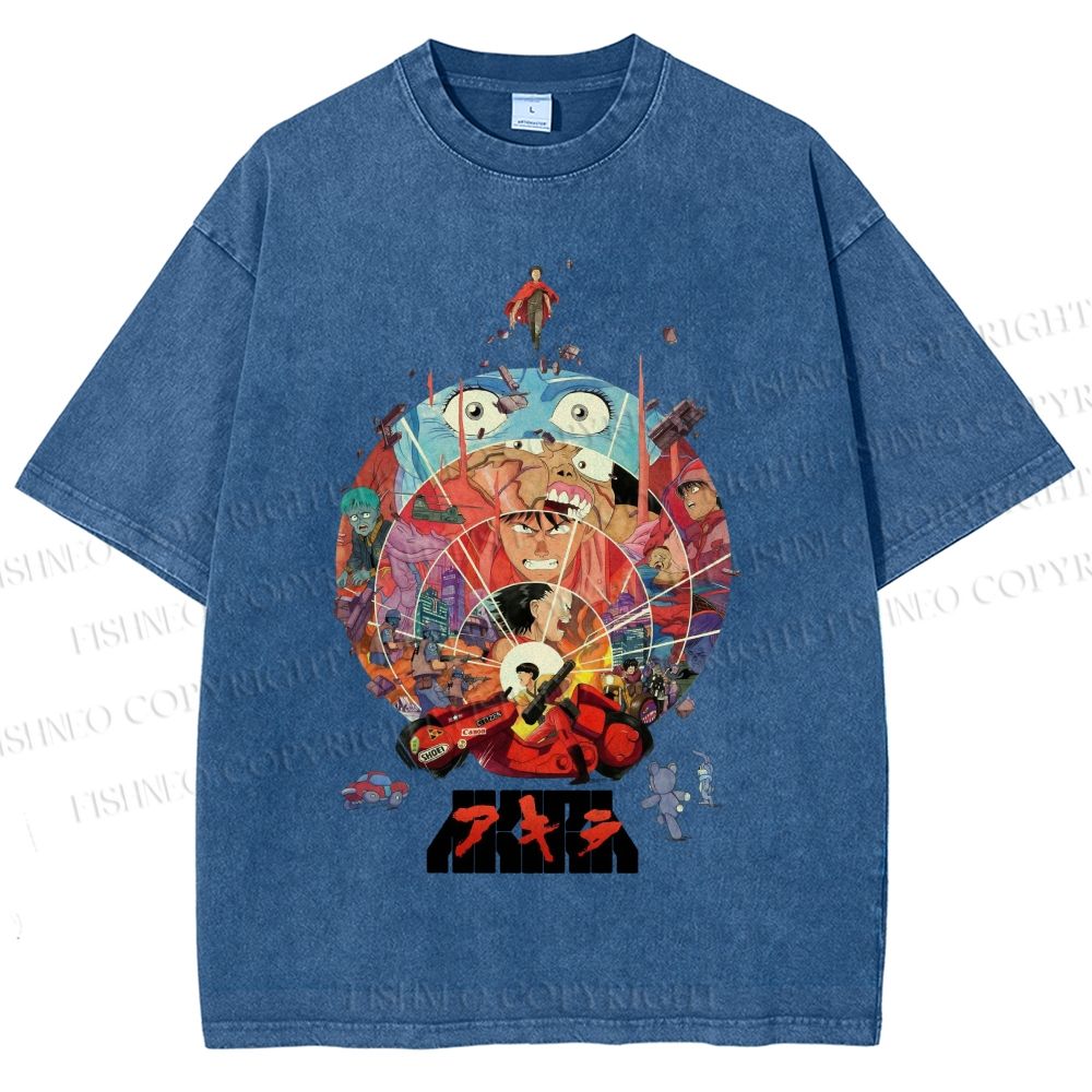 Unisex Japanese Anime Akira Poster Printed Washed Tee