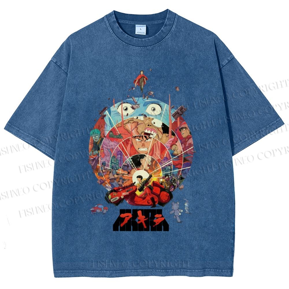 Unisex Japanese Anime Akira Poster Printed Washed Tee