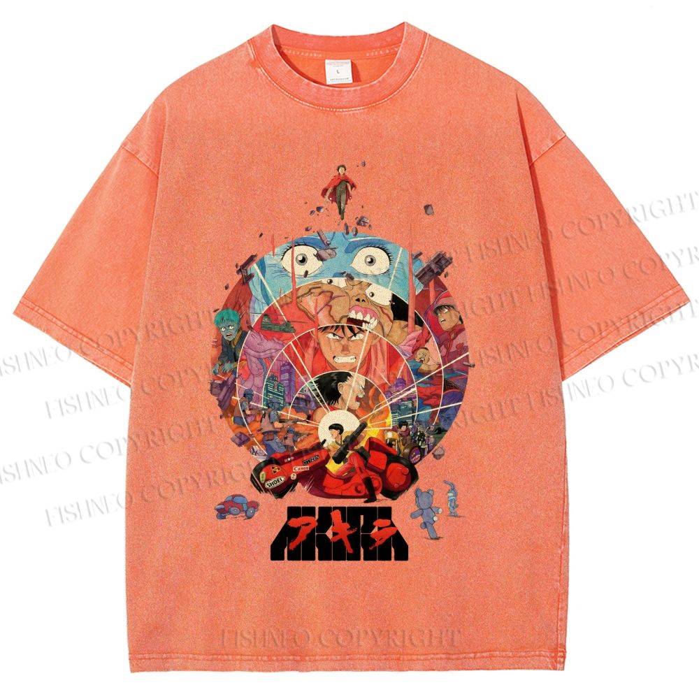 Unisex Japanese Anime Akira Poster Printed Washed Tee