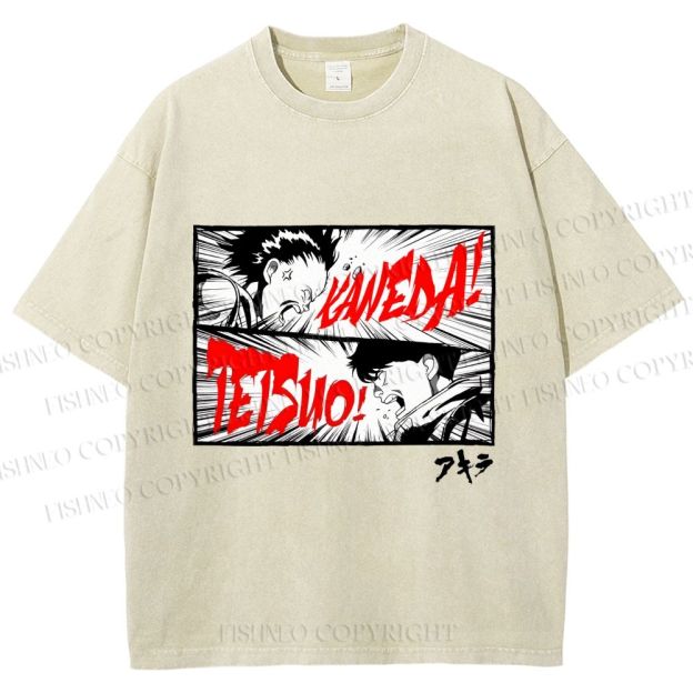Unisex Akira Anime Printed Washed Tee