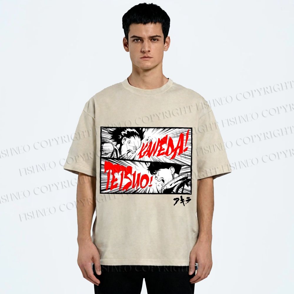 Unisex Akira Anime Printed Washed Tee