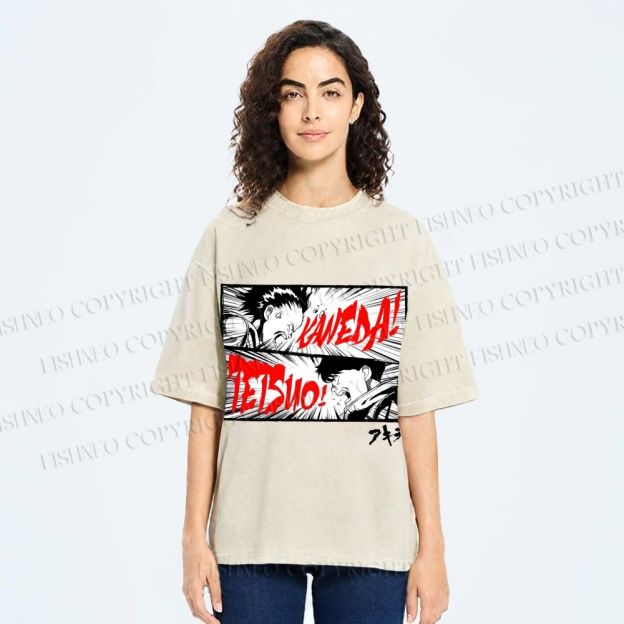 Unisex Akira Anime Printed Washed Tee