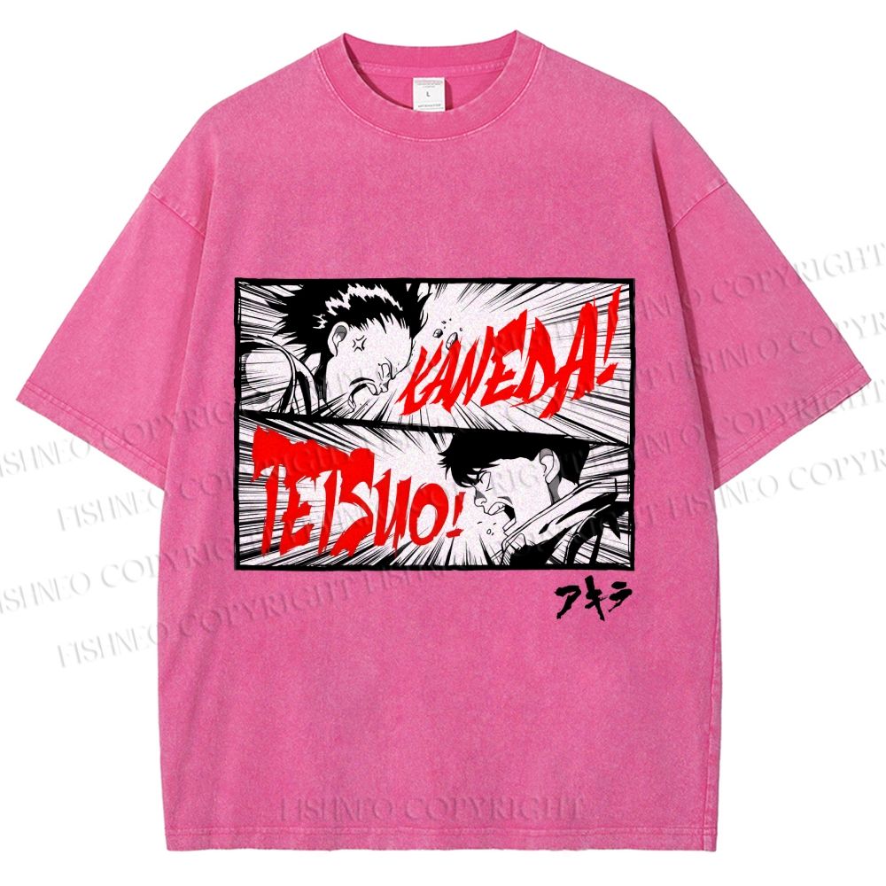 Unisex Akira Anime Printed Washed Tee