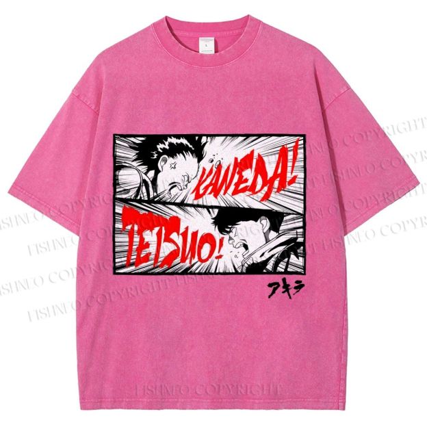 Unisex Akira Anime Printed Washed Tee