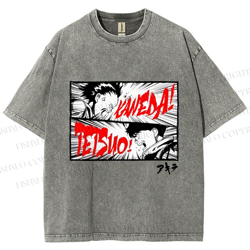 Unisex Akira Anime Printed Washed Tee