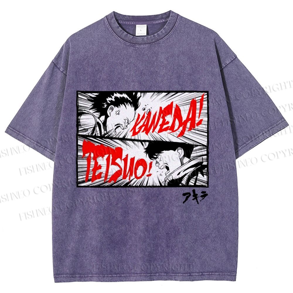 Unisex Akira Anime Printed Washed Tee