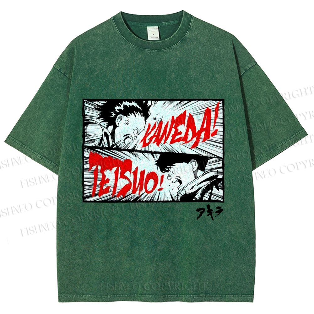 Unisex Akira Anime Printed Washed Tee