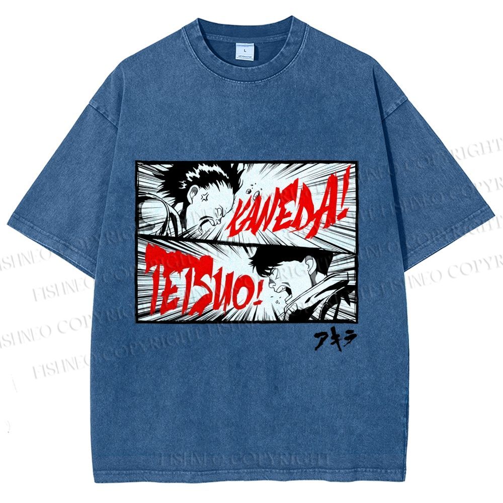 Unisex Akira Anime Printed Washed Tee