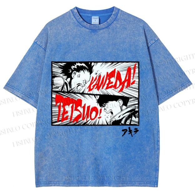 Unisex Akira Anime Printed Washed Tee