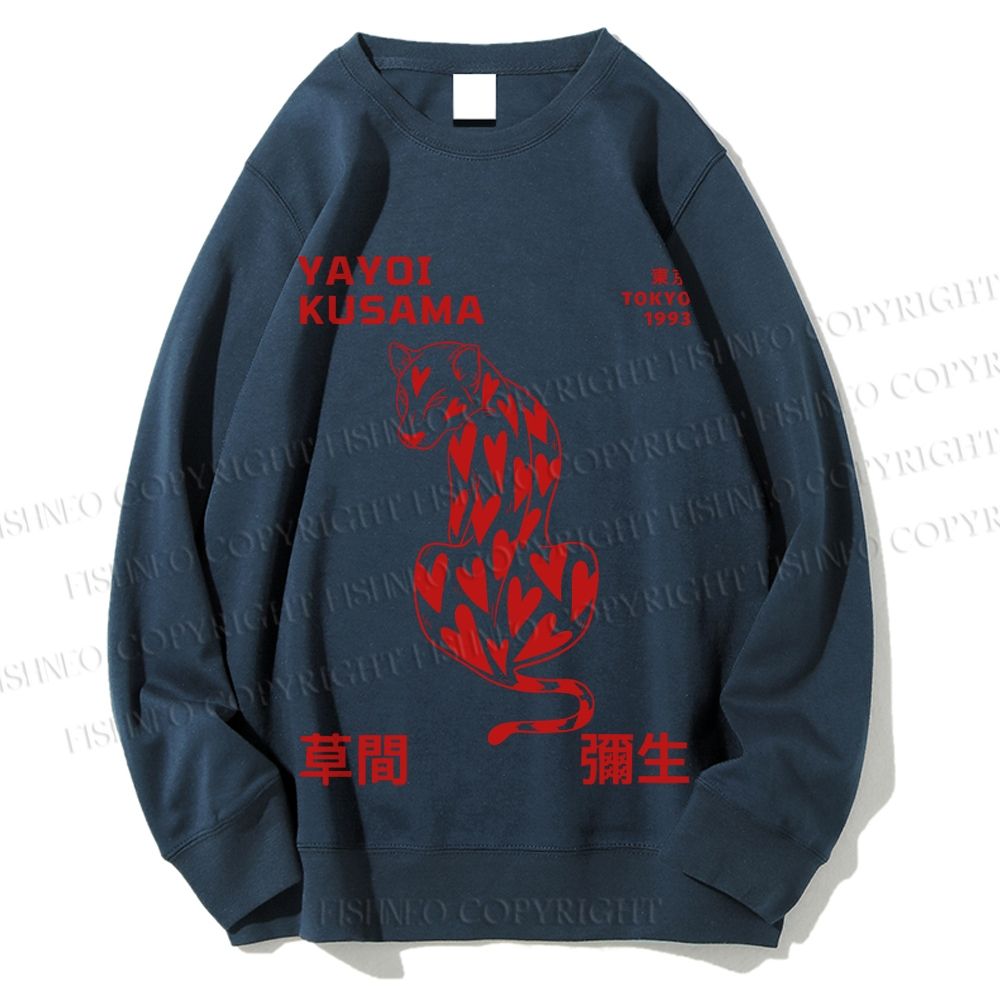 Unisex Yayoi Kusama Panther With Heart Printed Sweatshirt