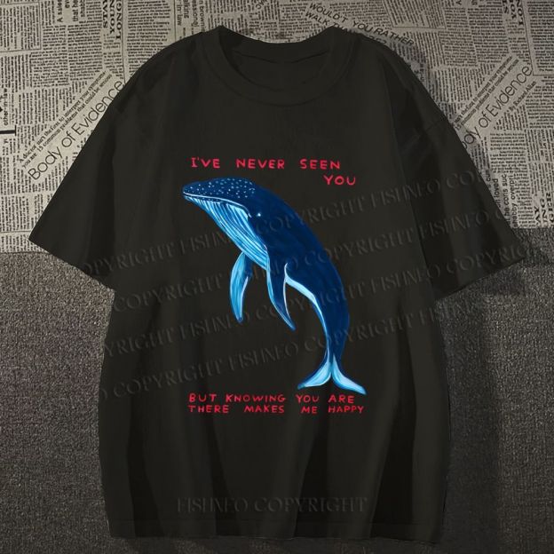 Unisex Classic Cotton I've Never Seen You Whale Printed T-shirt