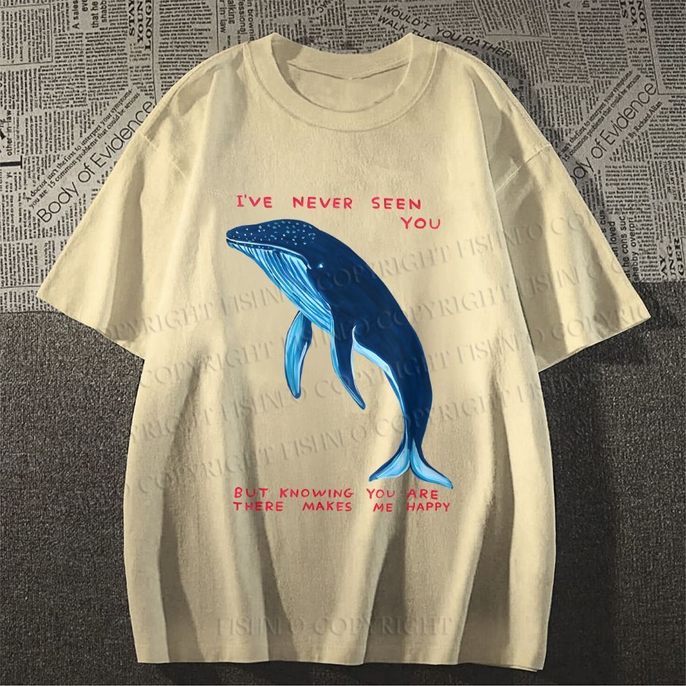 Unisex Classic Cotton I've Never Seen You Whale Printed T-shirt