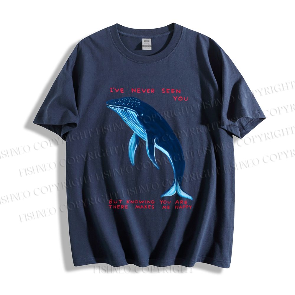 Unisex Classic Cotton I've Never Seen You Whale Printed T-shirt
