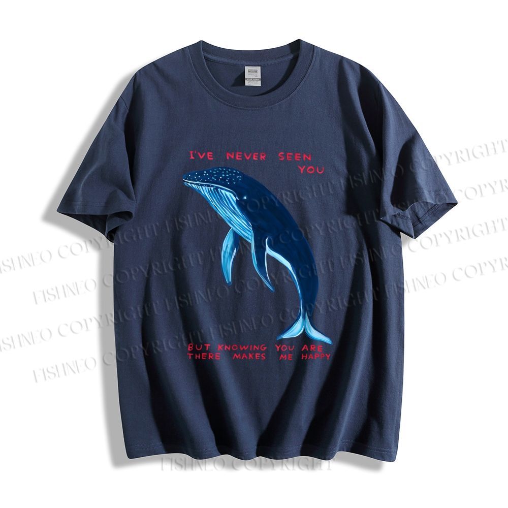 Unisex Classic Cotton I've Never Seen You Whale Printed T-shirt