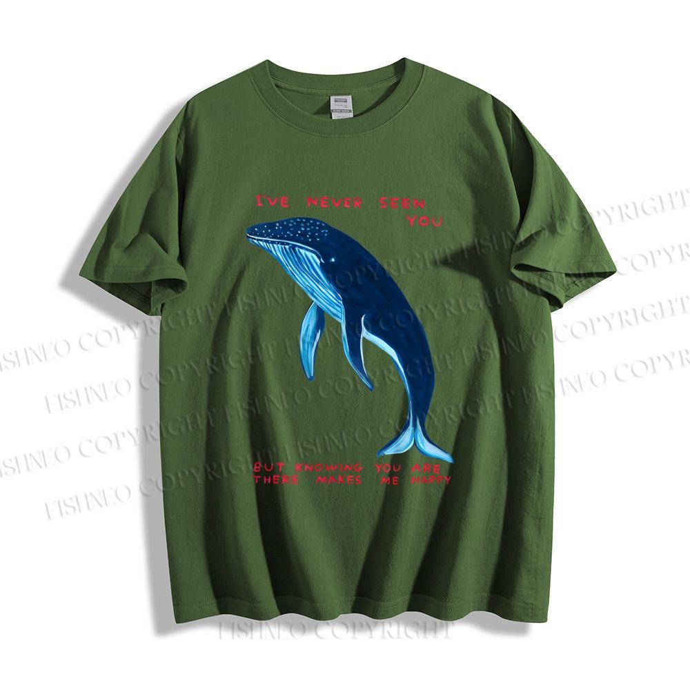 Unisex Classic Cotton I've Never Seen You Whale Printed T-shirt